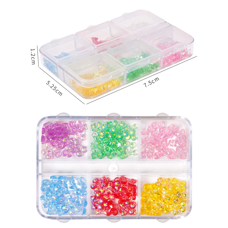 Nueva celebridad en línea transfronteriza ins estilo 6 cuadrícula Aurora color caramelo en caja joyería pequeña cereza pequeña diamante redondo rosa joyería