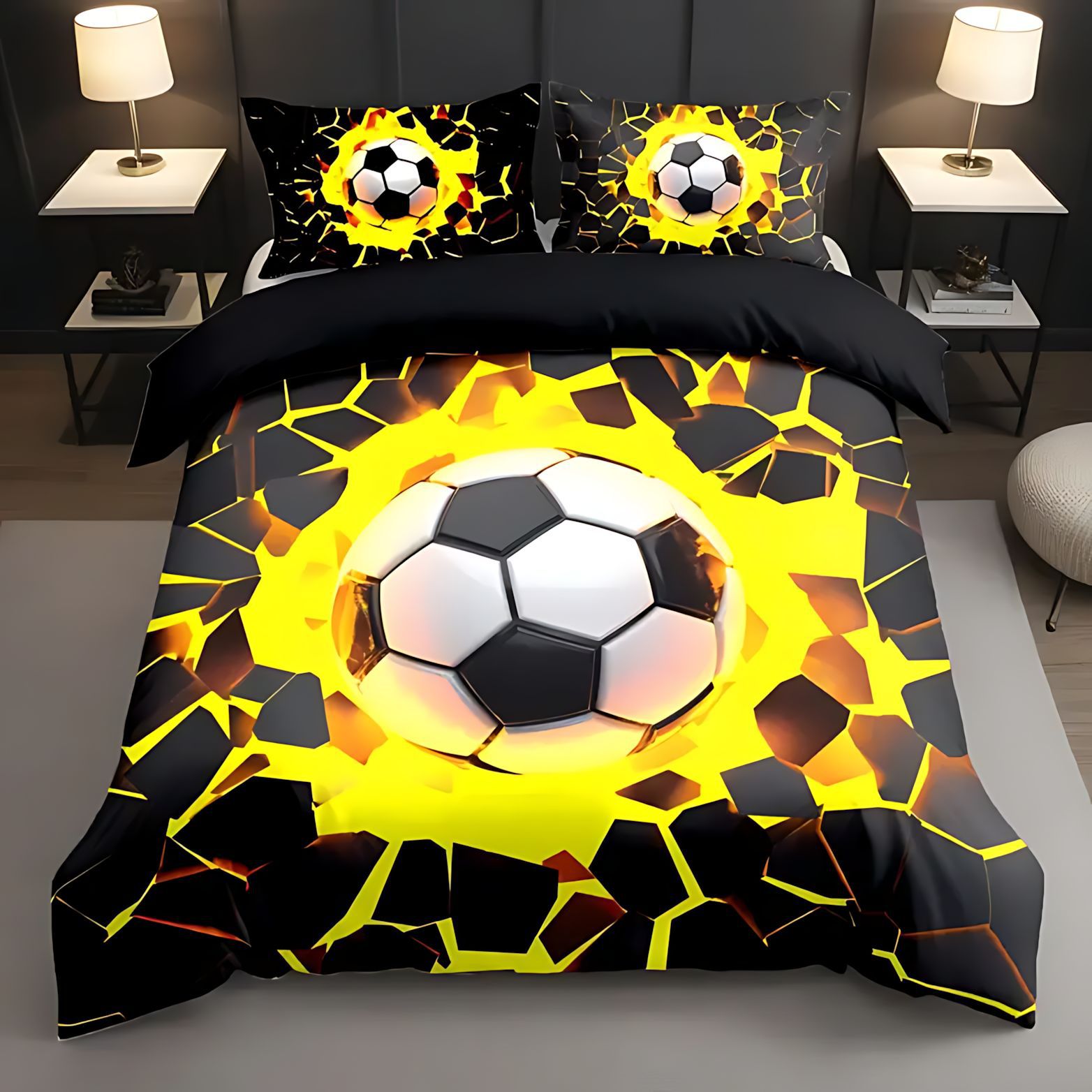 TEMU / JIT Fashion Sports League Football Pattern 3D Digital Printing Cover Kit suministro directo transfronterizo