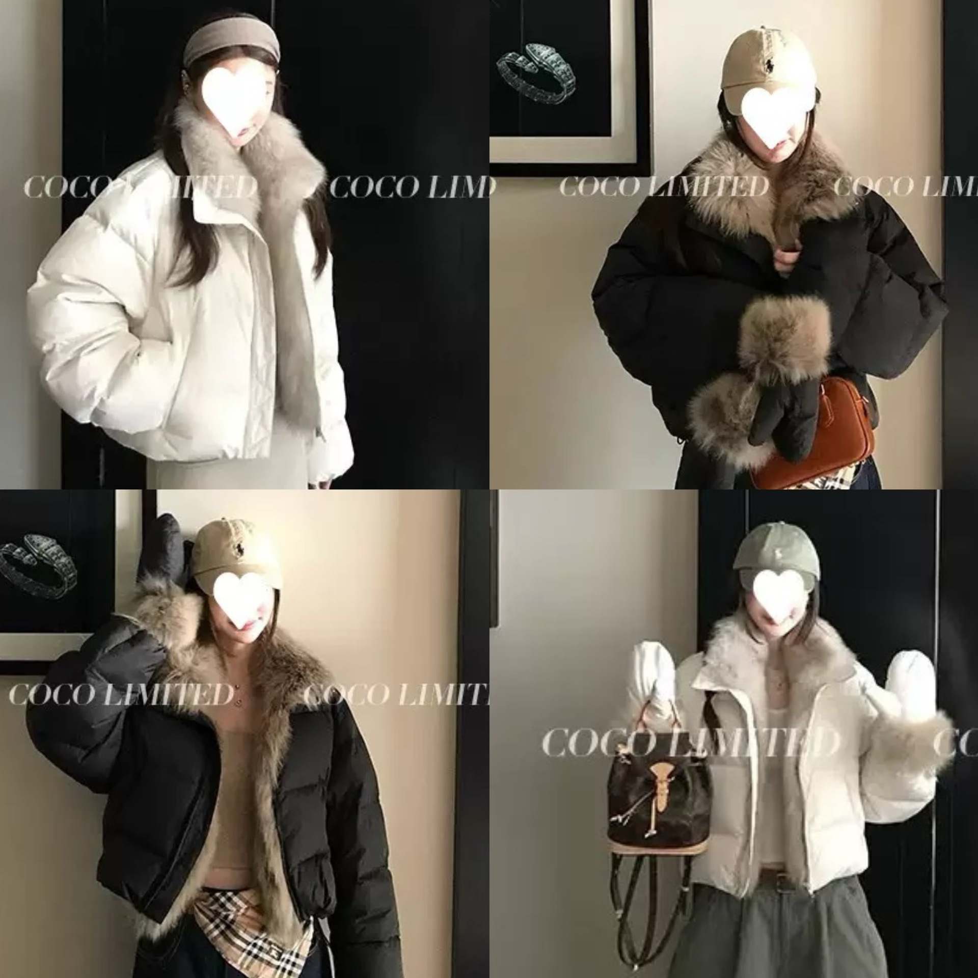 现货带手套毛领可卸"轻绒欧包"超蓬松毛毛羽绒服加厚外套