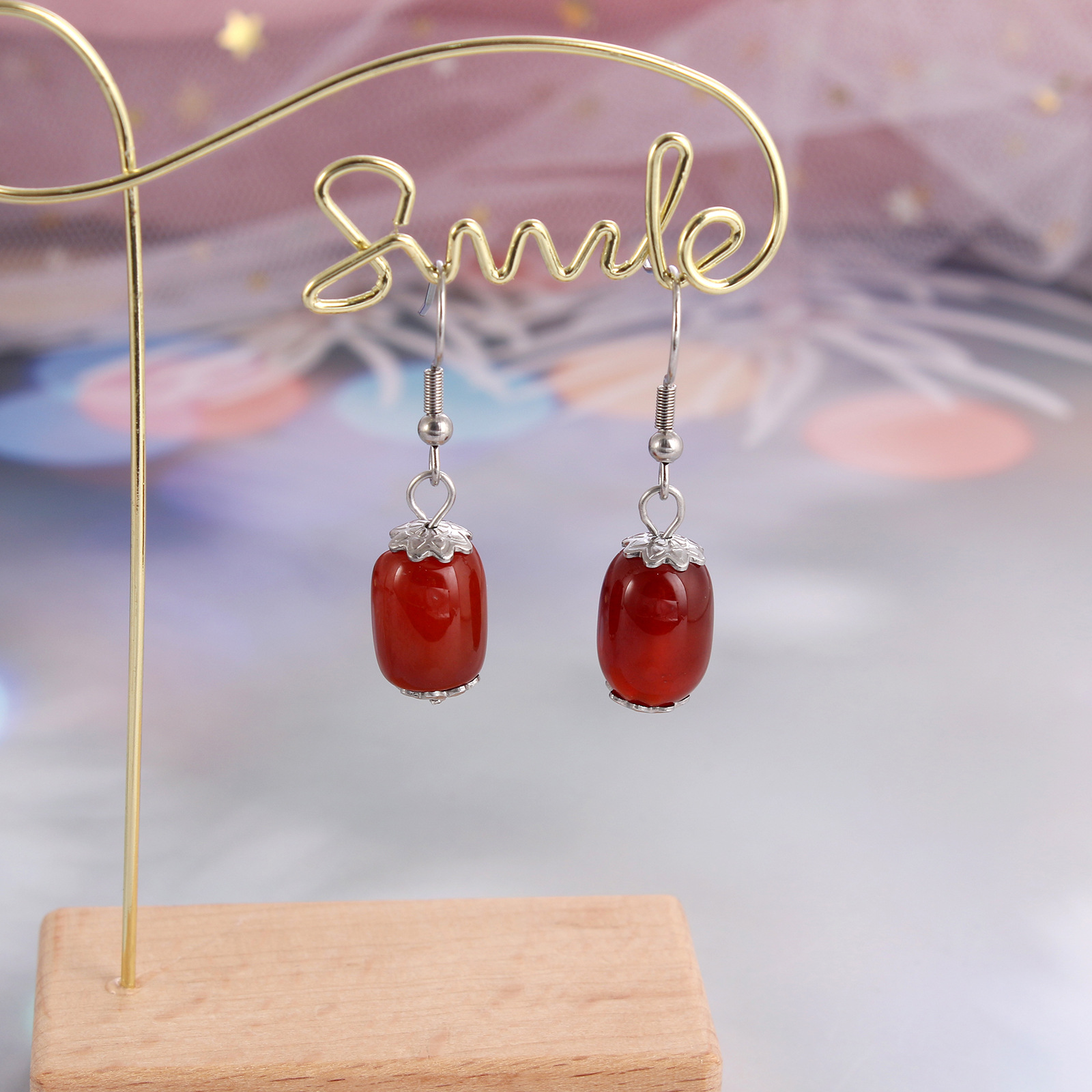 Simple Style Geometric Agate Plating Drop Earrings 1 Pair