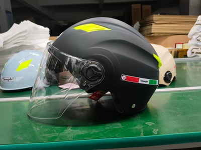 Foreign Trade Electric Vehicle Helmet for Motorcycle Riding, All-Season Outdoor Adult Dual-Lens Helmet, Protective Helmet for Electric Bikes (Motorcycle Safety Supplies) - dumb-black-double-mirror-transparent-long-mirror