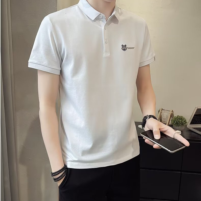 Verano nuevo estilo de los hombres de manga corta de alta calidad tendencia delgada de negocios solapa de los hombres polo de los hombres