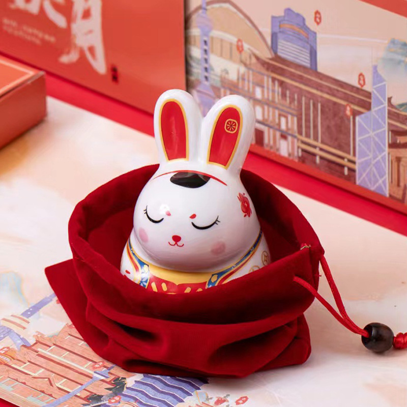 Taza de cerámica de Wenchuang, taza de conejo de jade, taza de café, taza de agua, logotipo tallado