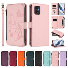 适用于摩托罗拉 G86 蝶恋花拉链包皮套Edge 60 Pro翻盖多卡钱包