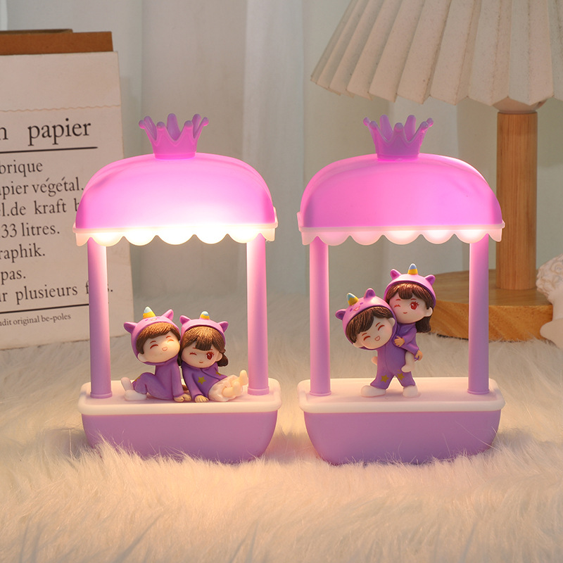 创意爆款糖果车薰衣草情侣七夕节led小夜灯情侣生日礼物摆件