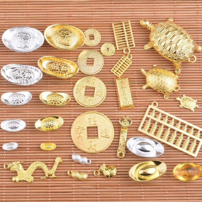 金属工艺品迷你铜钱银元宝仿金元宝装饰摆件葫芦聚宝盆招财供奉