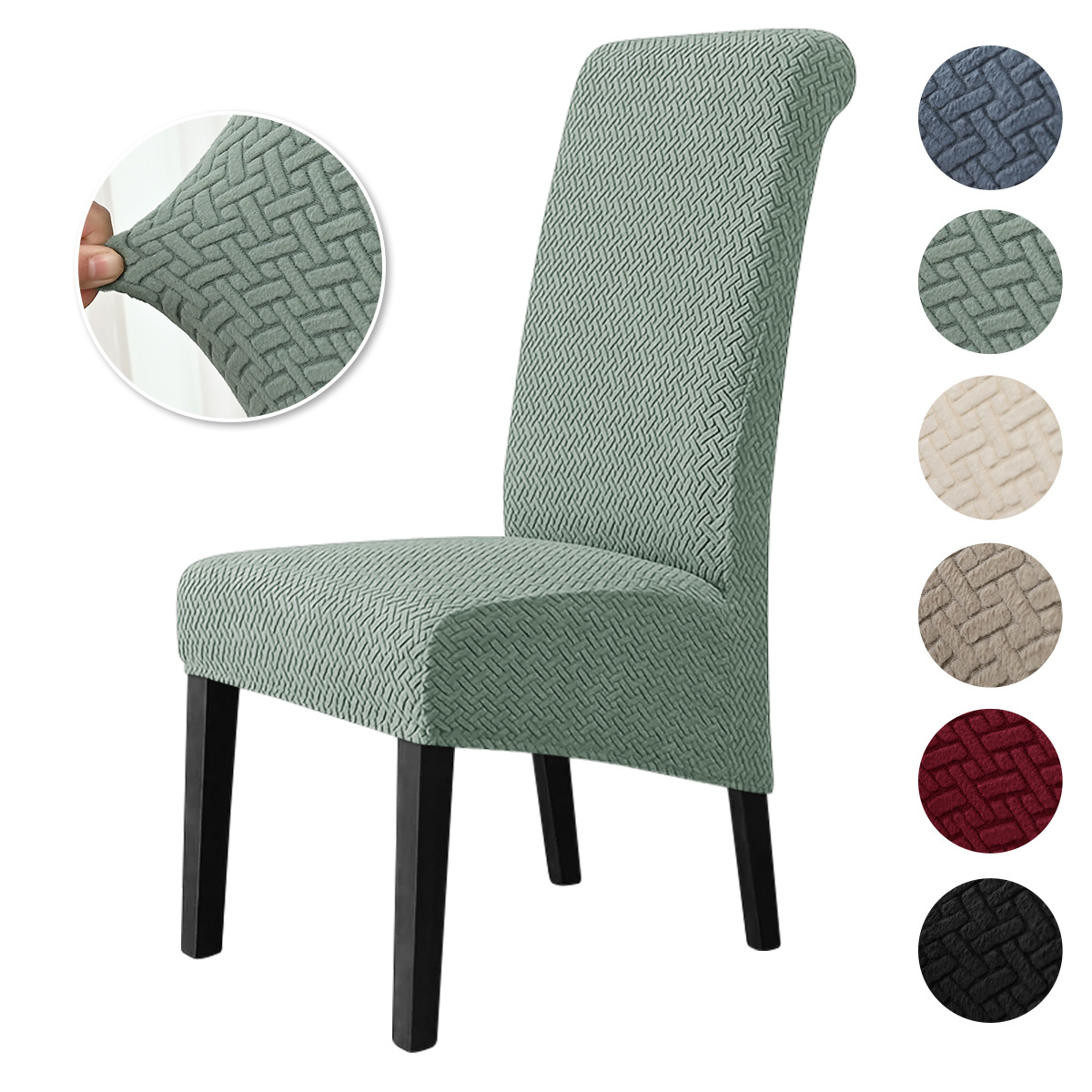 Cubierta de silla elástica en forma de T transfronteriza, cubierta de silla de respaldo alto, tabla de comedor casera grande inclinada.