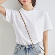 S600 夏季纯色t恤女短袖宽松新款纯棉上衣t桖打底衫潮男女款
