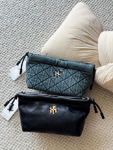 新款 tory*b高级感tb菱格链条包爆款流行单肩斜挎水桶包羊皮/牛仔