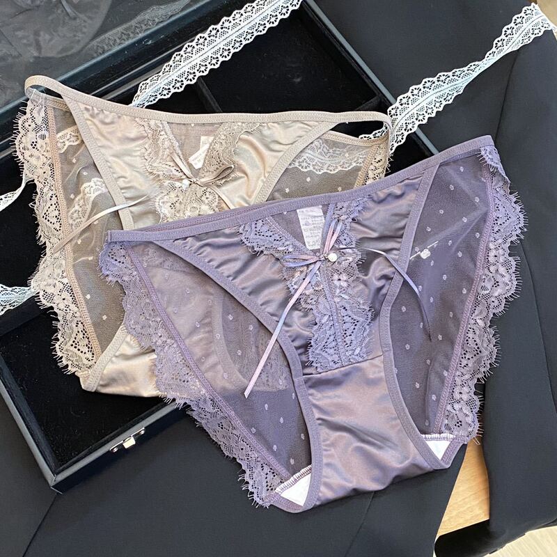 French lace women's panties, sexy with thin straps, high-cut, polka dot, semi-sheer mesh, low-waist, pure and alluring triangle briefs French lace women's panties, sexy with thin straps, high-cut, polka dot, semi-sheer mesh, low-waist, pure and alluring triangle briefs