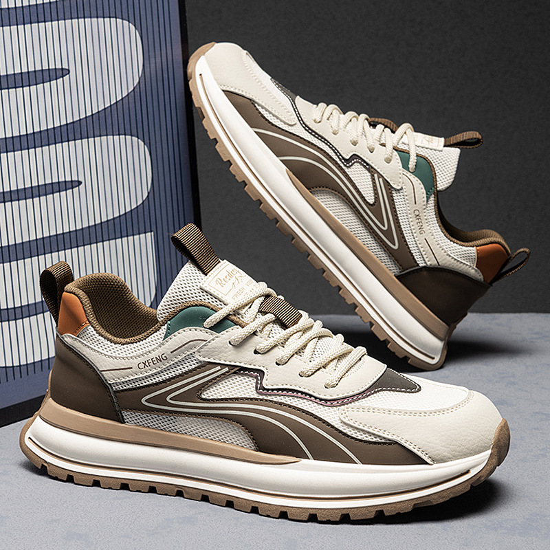 Primavera y verano 2025 para hombres, nueva malla, banda elástica fina, pies, tendencia deportiva, zapatos casuales bajos de todo fósforo para hombres