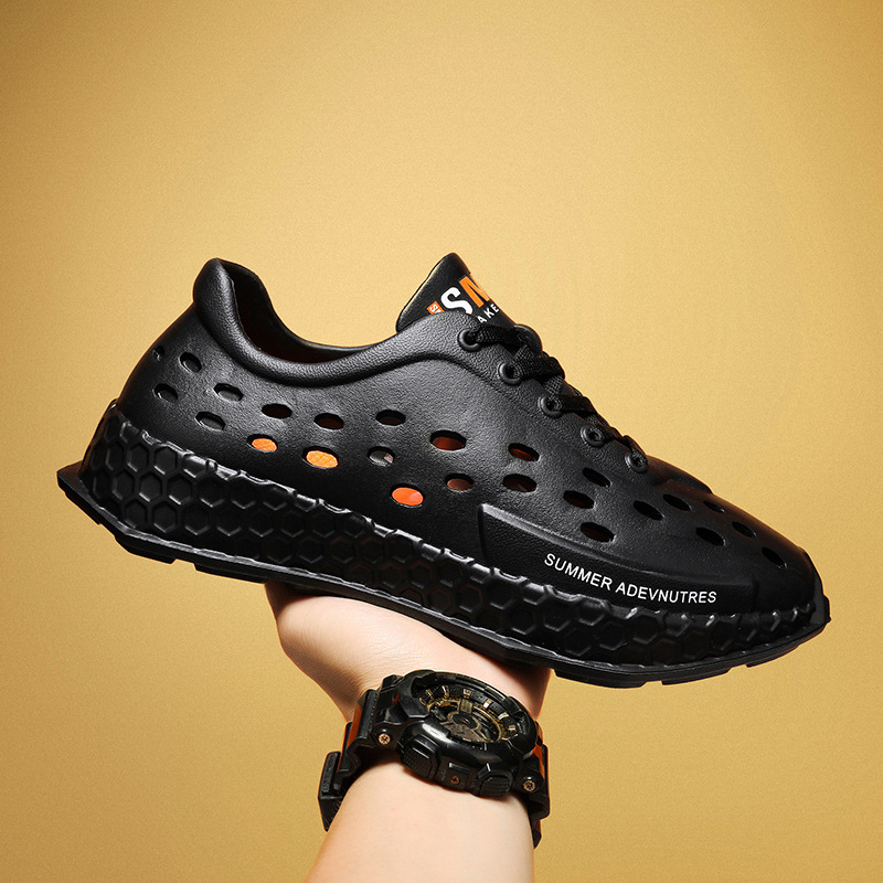 Comfortable Couple's Clogs, Summer Non-Slip Top Quality Outdoor Beach Sandals, Men's Hollow Breathable Closed-Back Slippers_voghion.com