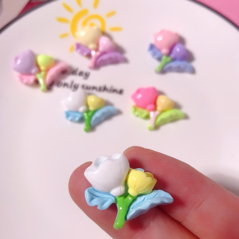 Nueva serie de flores de corn de macarón Diy accesorios de resina crema pegamento para el cabello caja de papelería colgante material hecho a mano