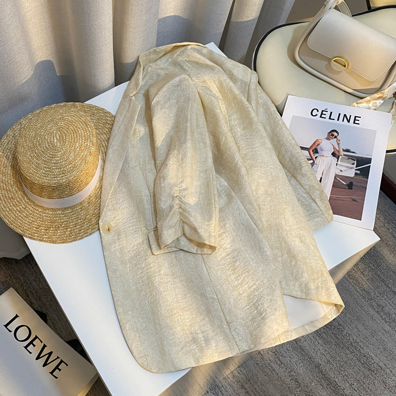 High-End Design Beige Thin Blazer for Women 2026 Summer New Stylish Versatile Casual Suit