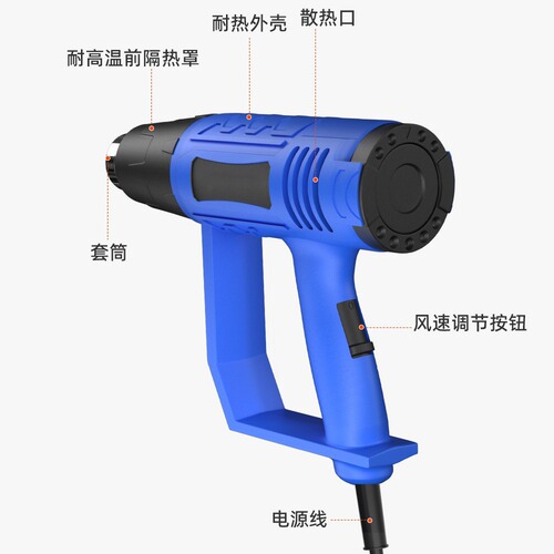 Factory direct cross-border wholesale two-level adjustable hot air gun hair dryer heat shrink thawing car film tool