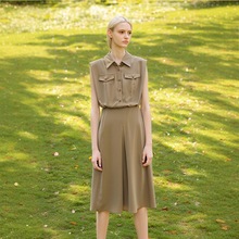 一手货源【佳人苑】品牌专柜撤柜！纯色修身显瘦无袖连衣裙女25夏