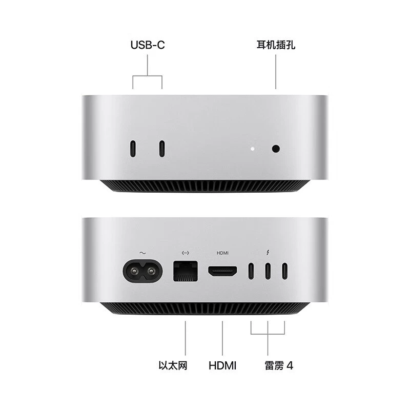 Мини-хост Mac mini M4 серебристый (10 10 ядер) настольный компьютер хост