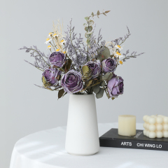 ins玫瑰小雛菊仿真花束假花乾花擺設客廳餐桌茶几花藝擺件裝飾榕