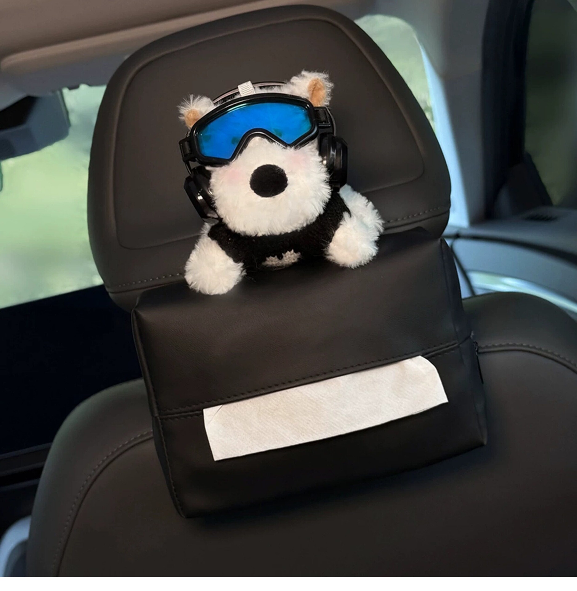 2026 New Cute West Highland Car Tissue Box, Hanging Type for Car Back Seat Headrest, High-End Style for Women