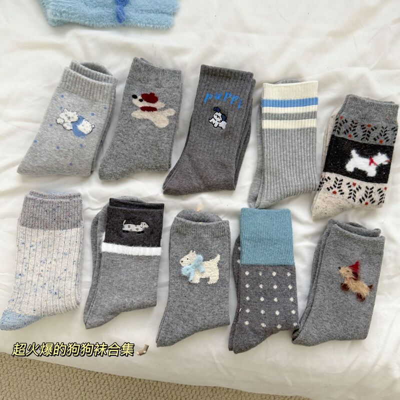 small red book explosions combination! Bowknot color mohair jewelry socks thickened fleece-lined wool socks warm pile