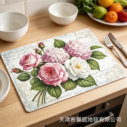 跨境5D立体花朵沥水垫厨房台面碗筷架吸水耐脏餐垫桌垫台面保护垫