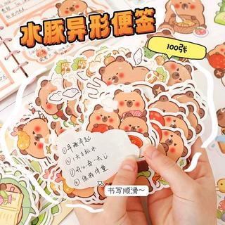卡皮巴拉异形便签卡通100张便签纸可爱水豚手帐打底素材装饰批发
