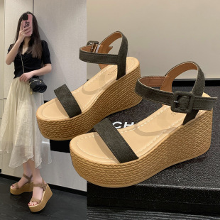 Foreign Trade plus size Roman Shoes Thick Bottom Open Toe Women's Shoes with Wedge Heel 2025 Summer New Sandals