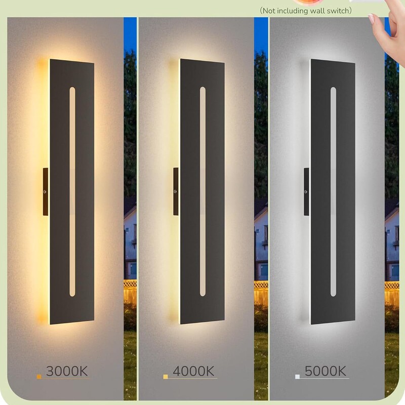 Led Outdoor Wall Lamp Rectangular Rectangular Strip Wall-Mounted Acrylic Wall Lamp 3Cct Waterproof Ip65