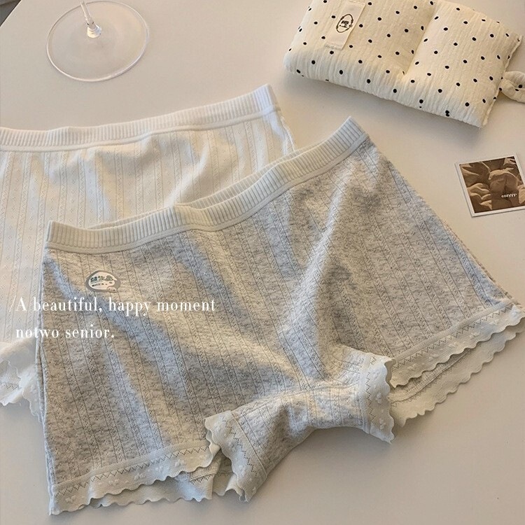 Anti-Exposure Two-In-One Safety Shorts 10A Antibacterial Pure Cotton Boxer Briefs for Women with Floral Print Cotton Crotch Anti-Exposure Two-In-One Safety Shorts 10A Antibacterial Pure Cotton Boxer Briefs for Women with Floral Print Cotton Crotch
