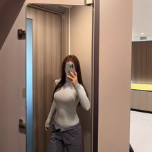 SkmsCotton长绒棉修身掐腰上衣圆领长袖内搭包邮通勤百搭气质冬季