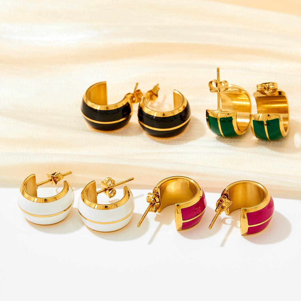 Zircon Inlay Material PVD Coated Real Gold Plated 16K Gold White Gold Plated Gold Plating Geometric 304 Stainless Steel Titanium Steel Fashion Waterproof Non Tarnish Bracelets Earrings Necklace