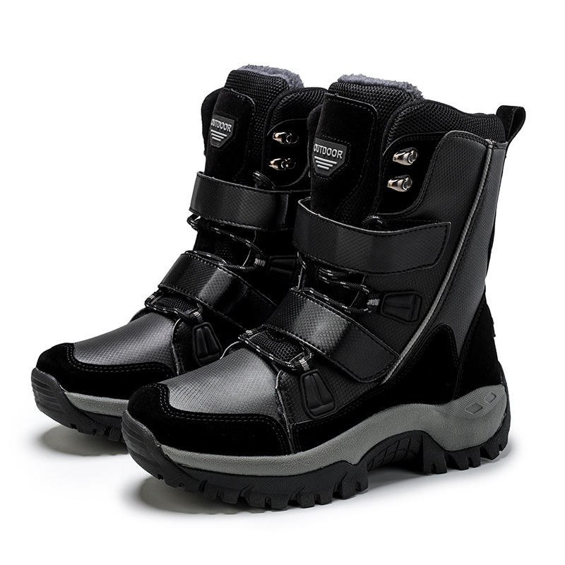 Zapatos de algodón deportivos casuales velcro botas de nieve de tubo medio largo calentamiento grueso zapatos de mujer