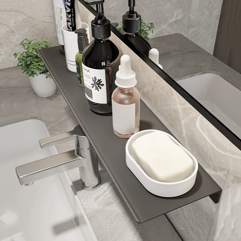 Стеллаж для хранения смесителя для унитаза Стиральный стол Зеркало Передняя плоская полка для хранения ванной комнаты Неперфорированная утолщенная ванная комната