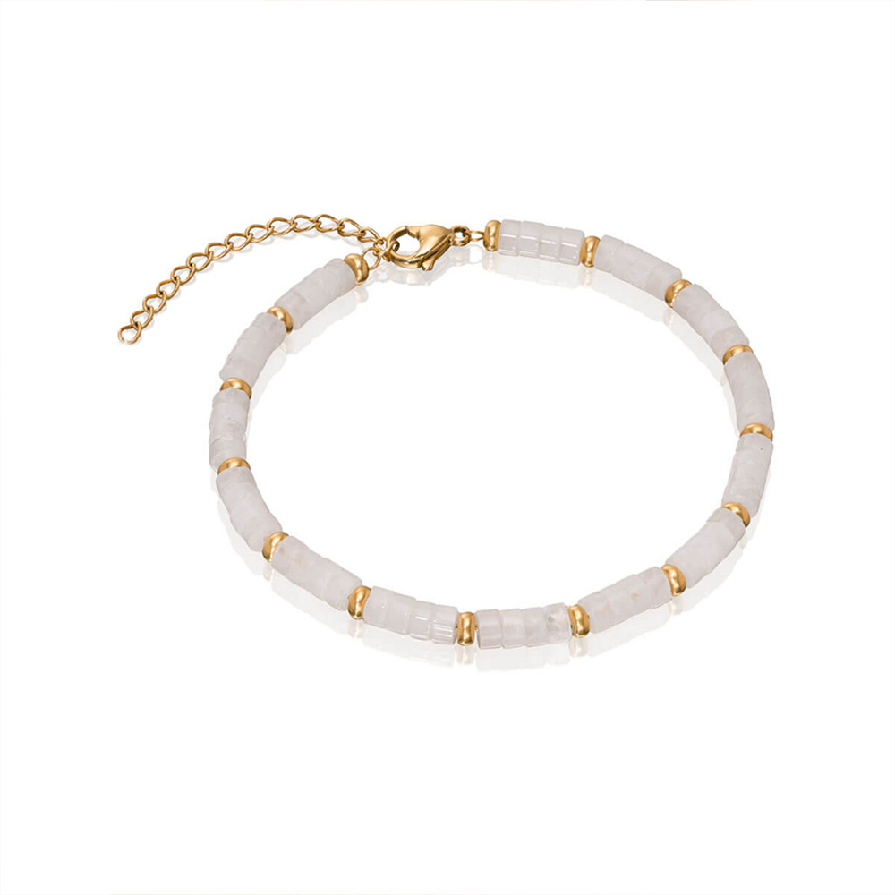 Casual Round natural stone Titanium Steel Beaded Bracelets 1 Piece