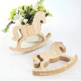 跨境木质摇摇马节日派对氛围感装饰圣诞节桌面装饰可DIY木质道具