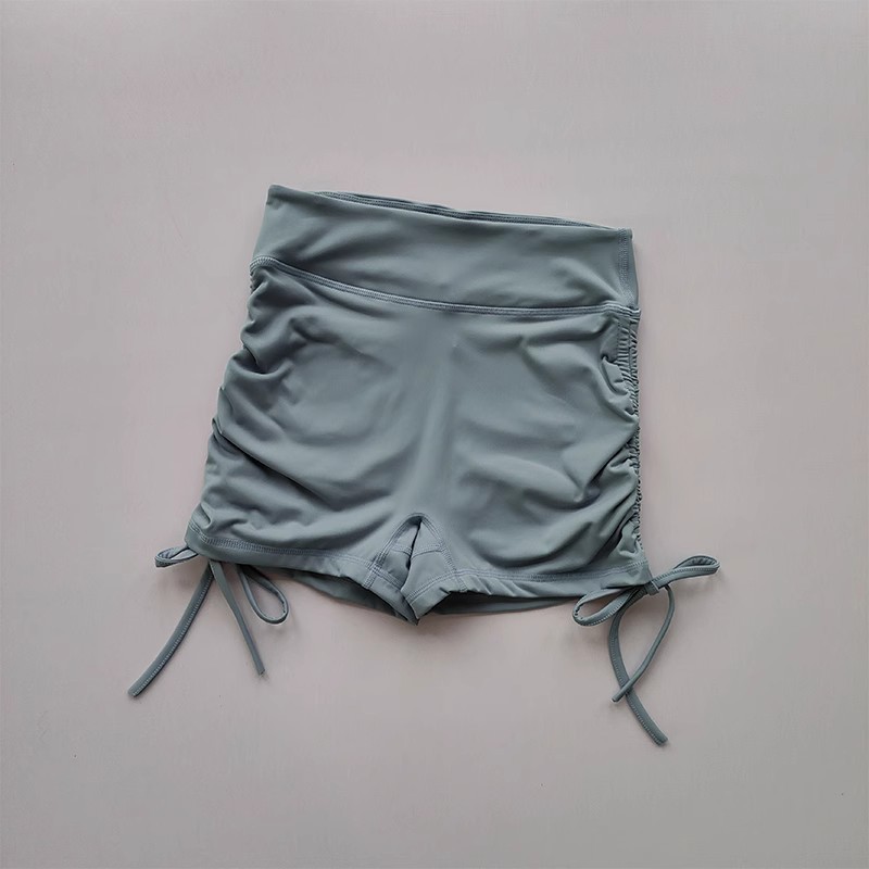 Shorts de yoga de verano hasta la rodilla, shorts de running ajustados con cordón y efecto segunda piel para mujer, shorts deportivos de fitness de cintura alta que realzan los glúteos y cubren las caderas.