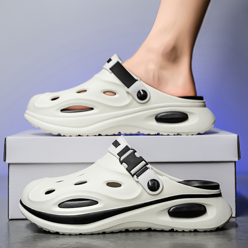 Pantuflas Baotou para hombres y mujeres, chanclas de verano, letras de tendencia, fondo de dos colores, eva, sandalias y zapatillas de playa de alta gama