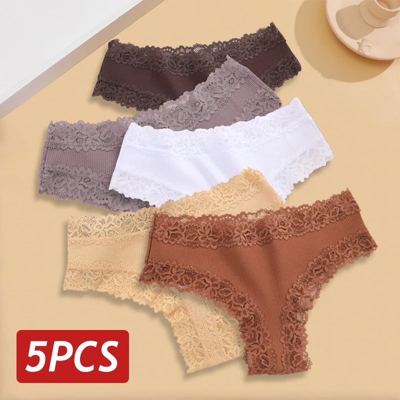5 ピース/セット女性レースシームレス綿パンティーセクシーなブラジリアン P|undefined
