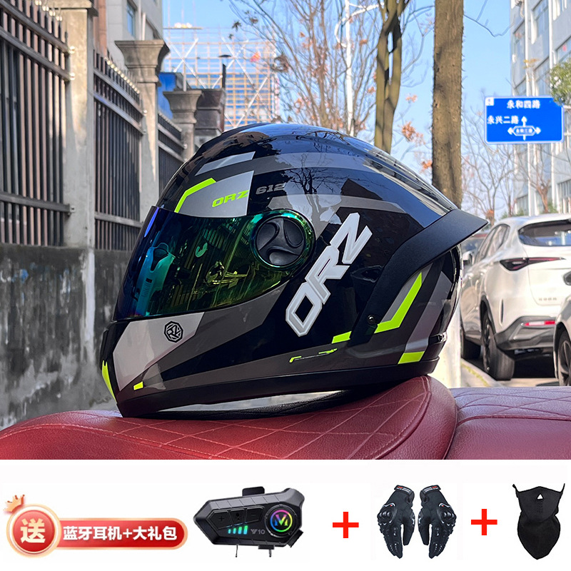 Bluetooth cross-border casco de motocicleta casco completo hombres y mujeres invierno cálido seguridad Four Seasons Knight coche eléctrico casco completo
