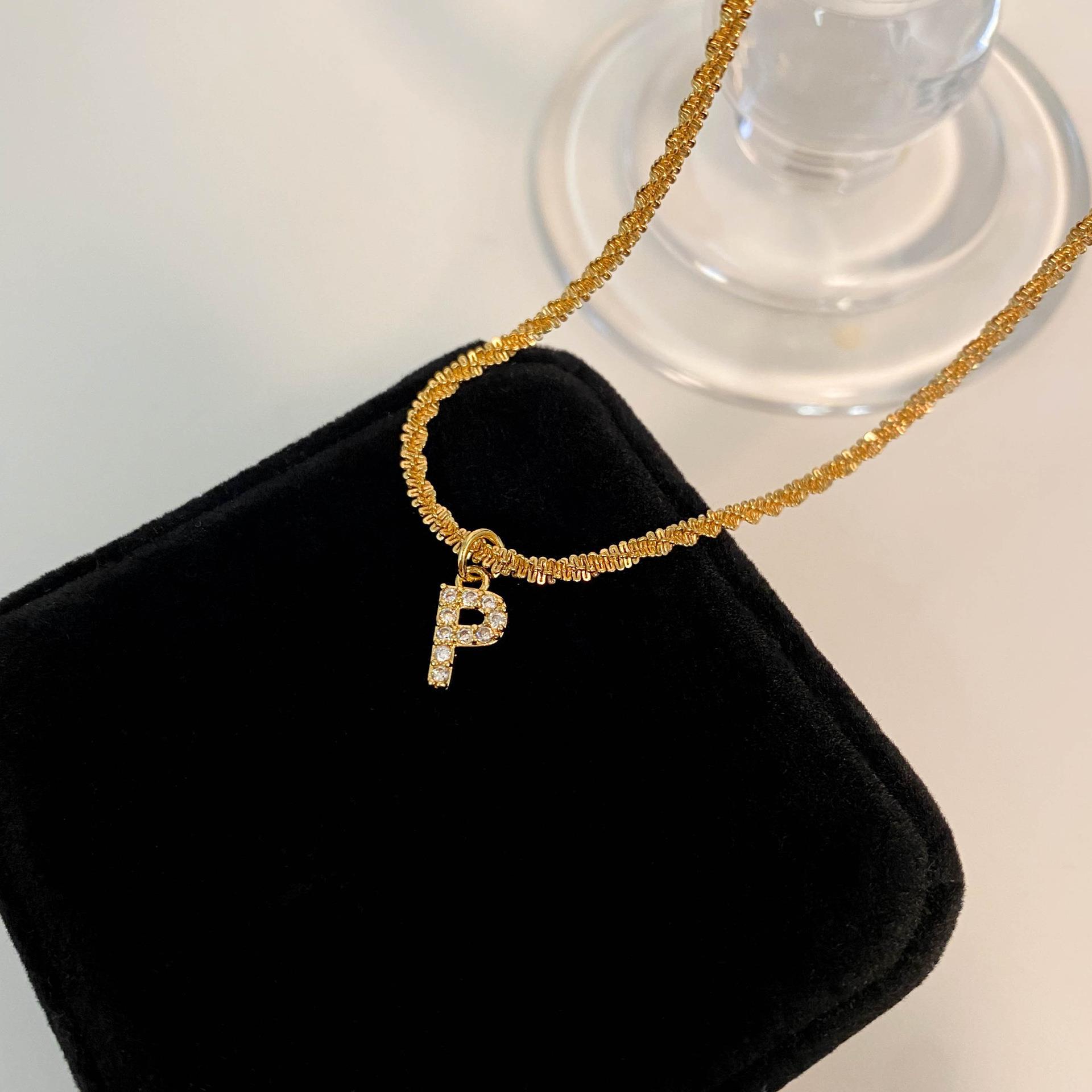 10g Weight Zircon Inlay Material Pendant Necklace Classification 1 Piece Quantity Holiday, Daily Occasion Titanium Steel Material Letter Pattern Women's Gender Plating, Inlay Design Simple Style, Classic Style Style Simple Style Classic Style Letter Titanium Steel Plating Inlay Zircon Pendant Necklace 26