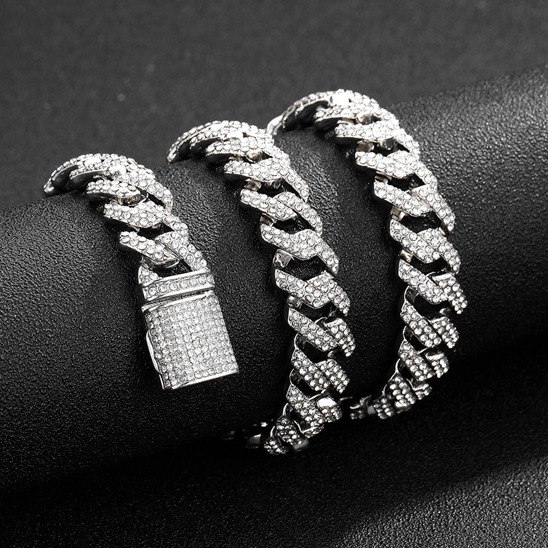 Herren Cuban Link Diamantkette, Hip-hop Schmuckhalskette_voghion.com