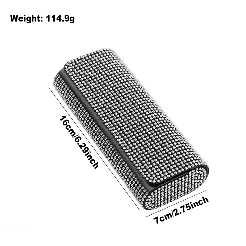 New Style Diamond-Encrusted Double Oval Glasses Case with a High-End Feel, Portable Anti-Pressure Sunglasses Case, Myopia Glasses Storage Box Wholesale