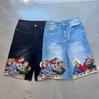 2025 Иисус с принтом задний карман с рисунком Gunma мужские джинсовые шорты men short jeans