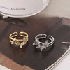 Zirconium, fashionable ring with stone, trend copper gemstone ring with bow, accessory, Korean style, wholesale