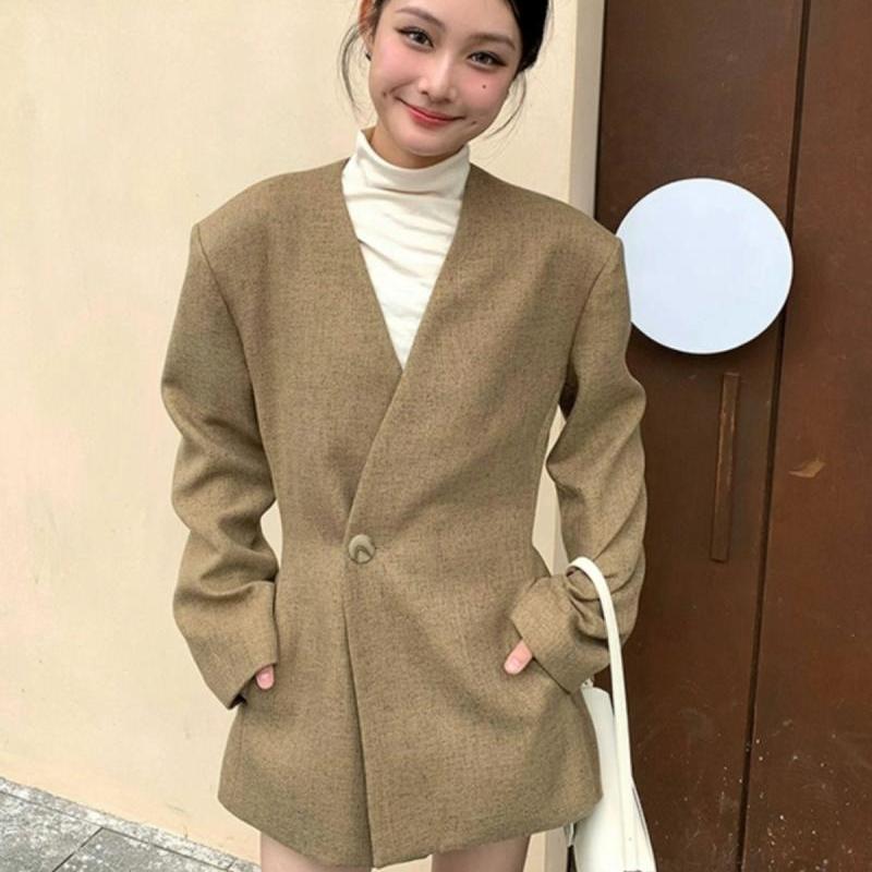 2025新款秋装小香风外套女气质感韩系慵懒风穿搭超好看一粒扣西装|undefined