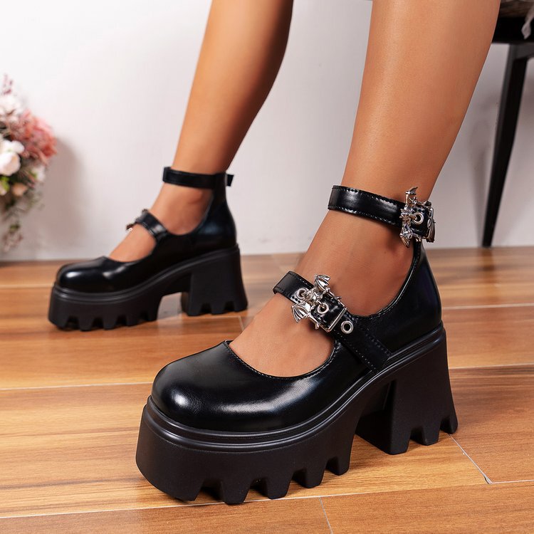 2025 New Export Large Size Fashionable Thick Heel French Mary Jane Shoes Women's Thick Sole Retro British Style Small Leather Shoes 2025 New Export Large Size Fashionable Thick Heel French Mary Jane Shoes Women's Thick Sole Retro British Style Small Leather Shoes