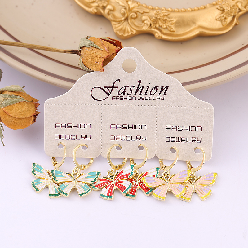 1 Set Fashion Flower Alloy Enamel Womenu0027S Dangling Earrings