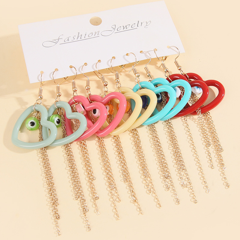 INS Style Heart Shape Metal Plating Womenu0027S Drop Earrings 5 Pairs