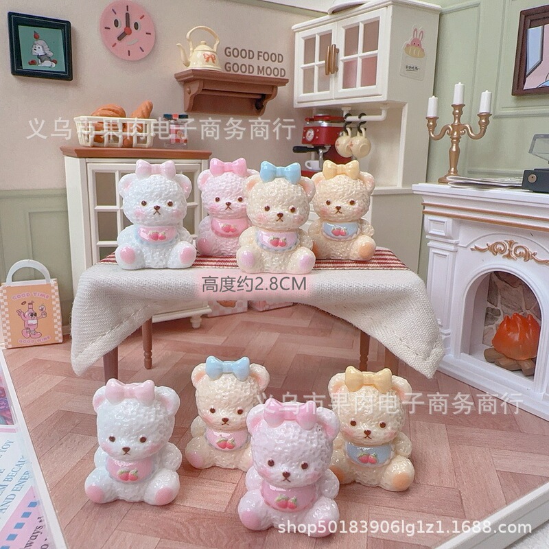 【独】蝴蝶结莉娜熊立体公仔树脂配件挂件DIY材料场景奶油胶饰品|undefined