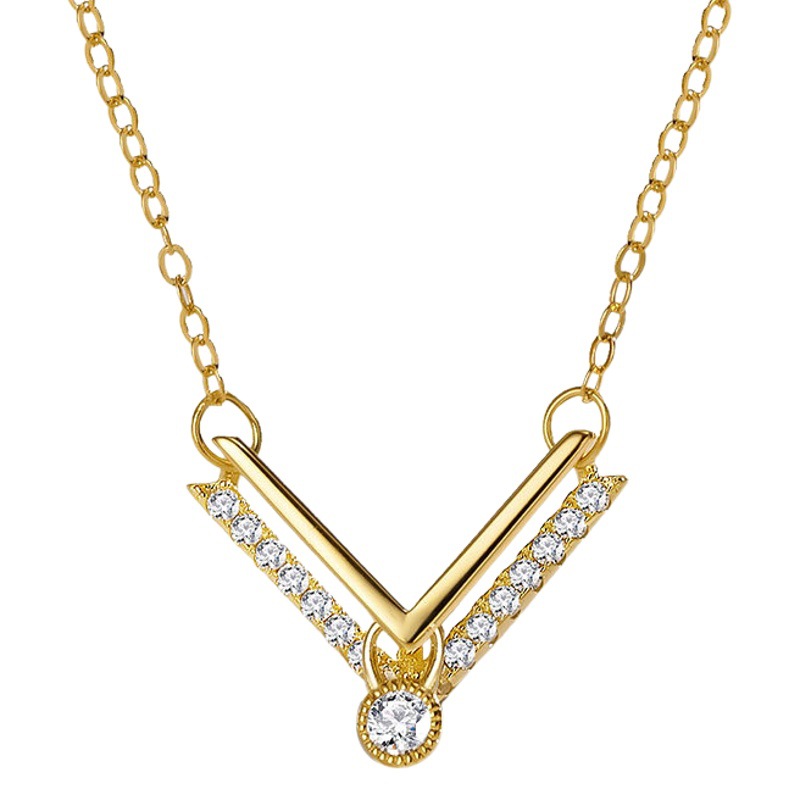 S925 plata esterlina collar en forma de V para mujer estilo japonés y coreano estilo ligero lujo nicho letra V clavícula cadena ins estilo frío accesorios personalizados